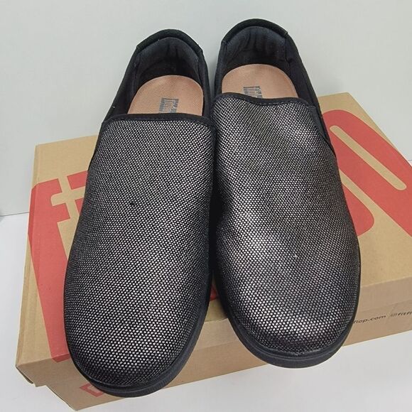 Fit Flop Veda Me3talloc Gray Black Slip On Sneaker Size 10 NEW NWT Style HR9-001 - Picture 4 of 9
